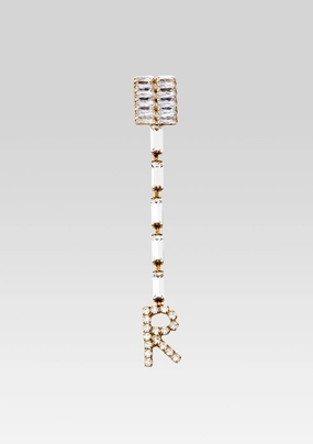 Lara Block Crystal Letter Drop Earring