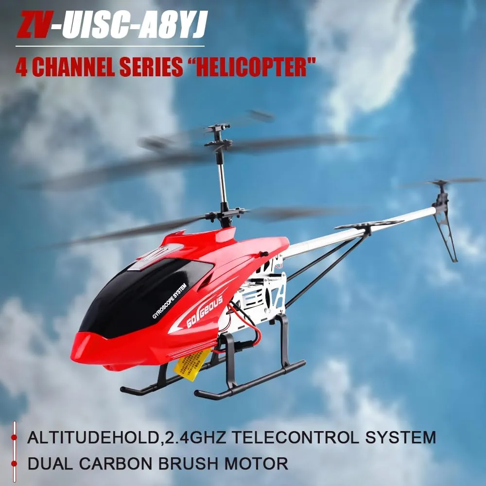 Large 75CM RC Helicopter Beginner Kids Toy 3.5CH Alloy LED Lights Remote Control Helicopter for Boys 8-12 Electric Remote Control Aircraft Airplane for Children Adults Gifts(2 Batteries