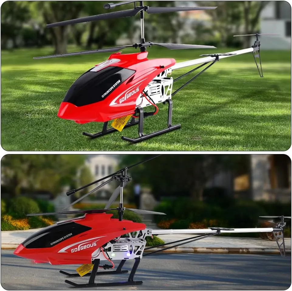 Large 75CM RC Helicopter Beginner Kids Toy 3.5CH Alloy LED Lights Remote Control Helicopter for Boys 8-12 Electric Remote Control Aircraft Airplane for Children Adults Gifts(2 Batteries