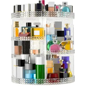 Large Makeup Organizer 360 Degree Rotating, Makeup Storage Organizer, Cosmetic Organizer Gold, 7 Layers Large Capacity Cosmetic Storage, Fits Makeup Brushes, Lipsticks, Bathroom, Gold