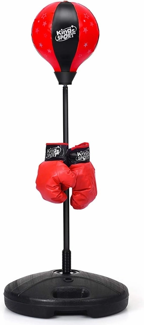 LDAILY Boxing Ball Set - Punching Bag with Adjustable Height Standing Base, Boxing Punch Exercise Bag with Gloves and Hand Pump, Kids & Adults
