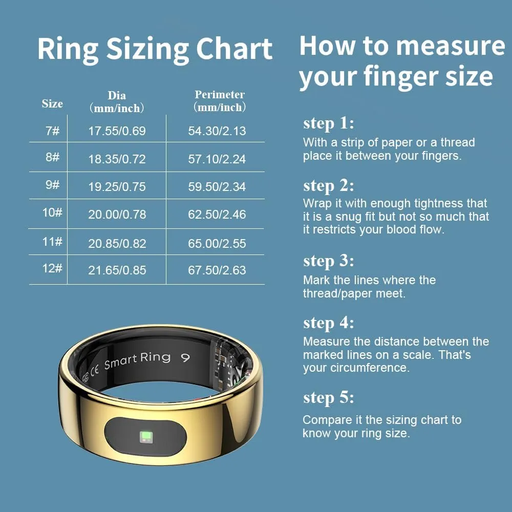 LED Touch Smart Ring for Women Men- Fitness Tracker with Heart Rate, Blood Oxygen, Sleep Tracker, Step Counter, 5ATM Waterproof, Touch Control Music/Video, No Subscription Fee for iOS/Android