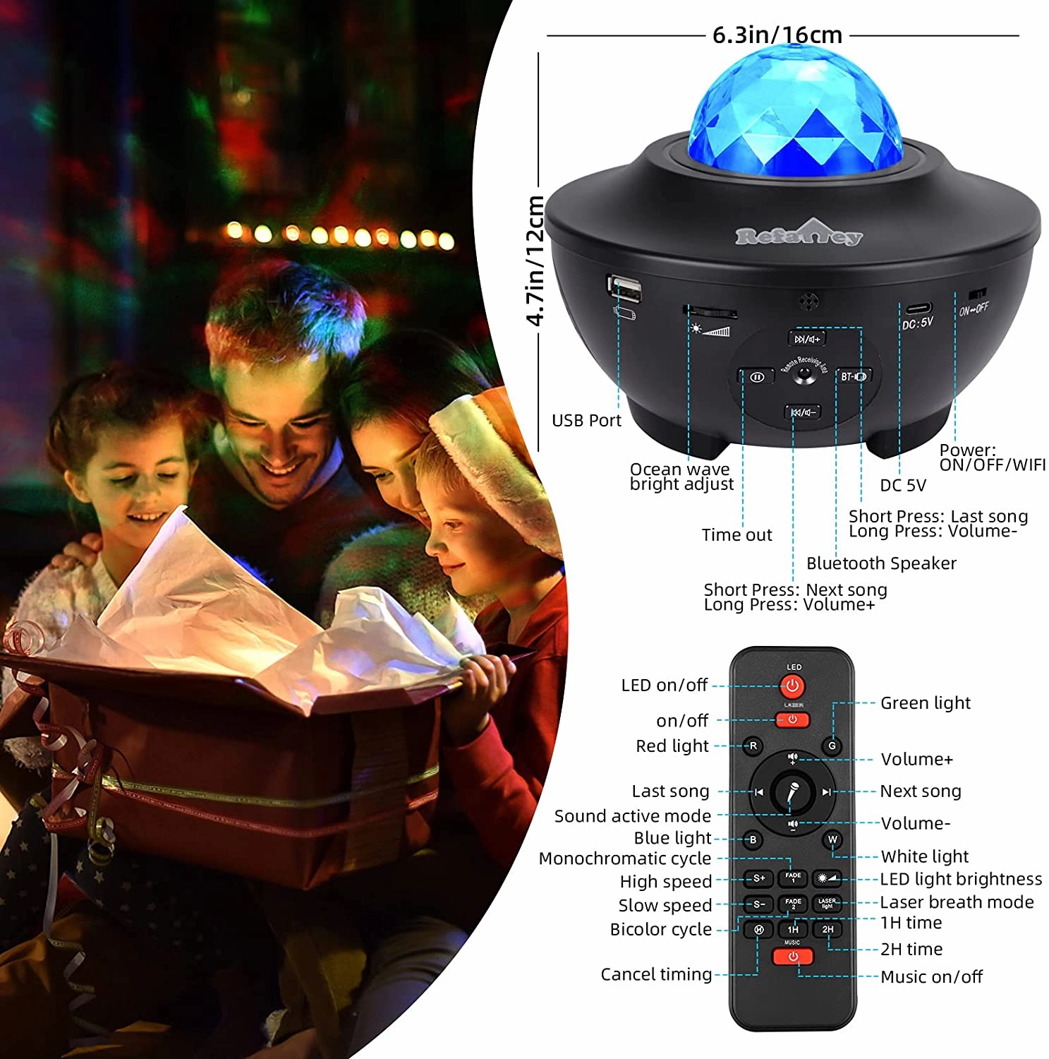 LED Galaxy Starry Night Light Projector With Bluetooth Music Speaker