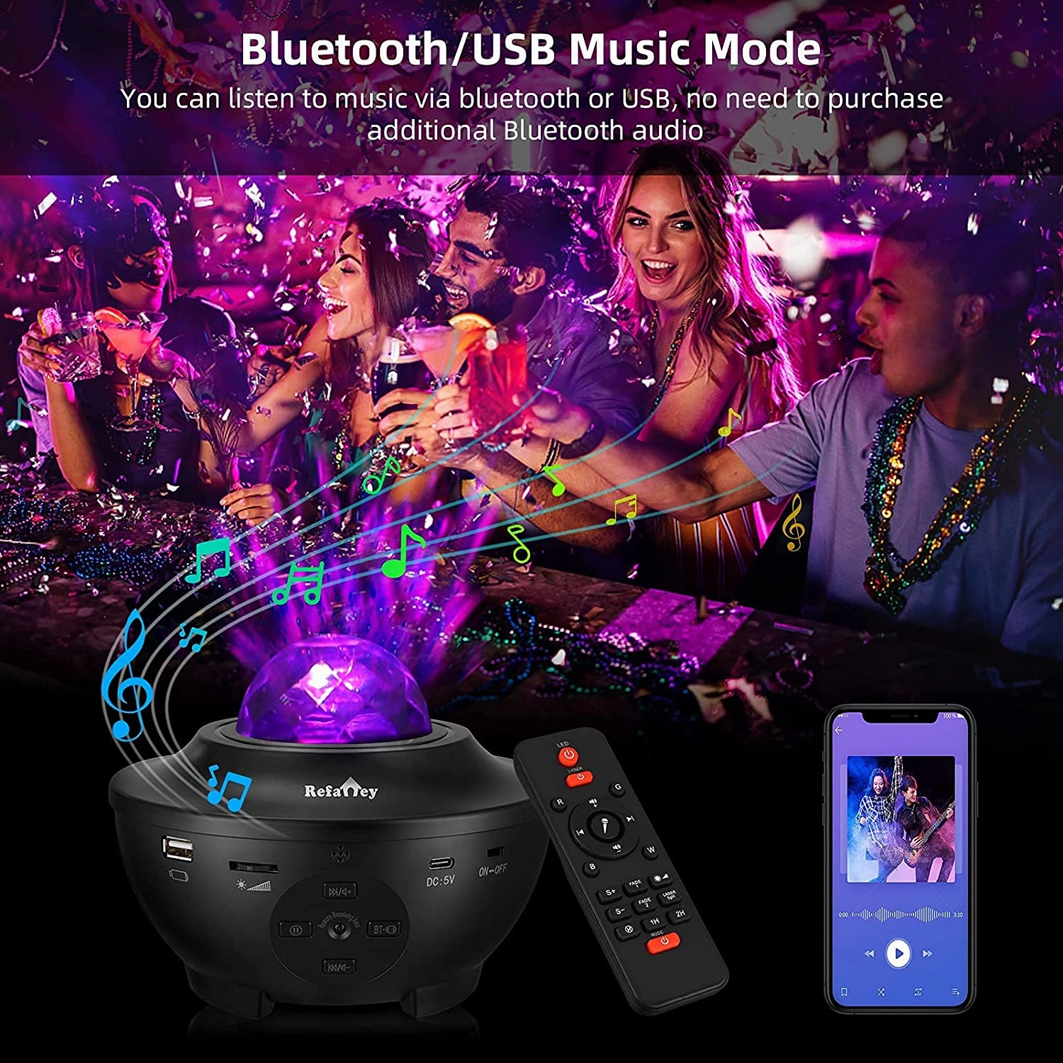 LED Galaxy Starry Night Light Projector With Bluetooth Music Speaker