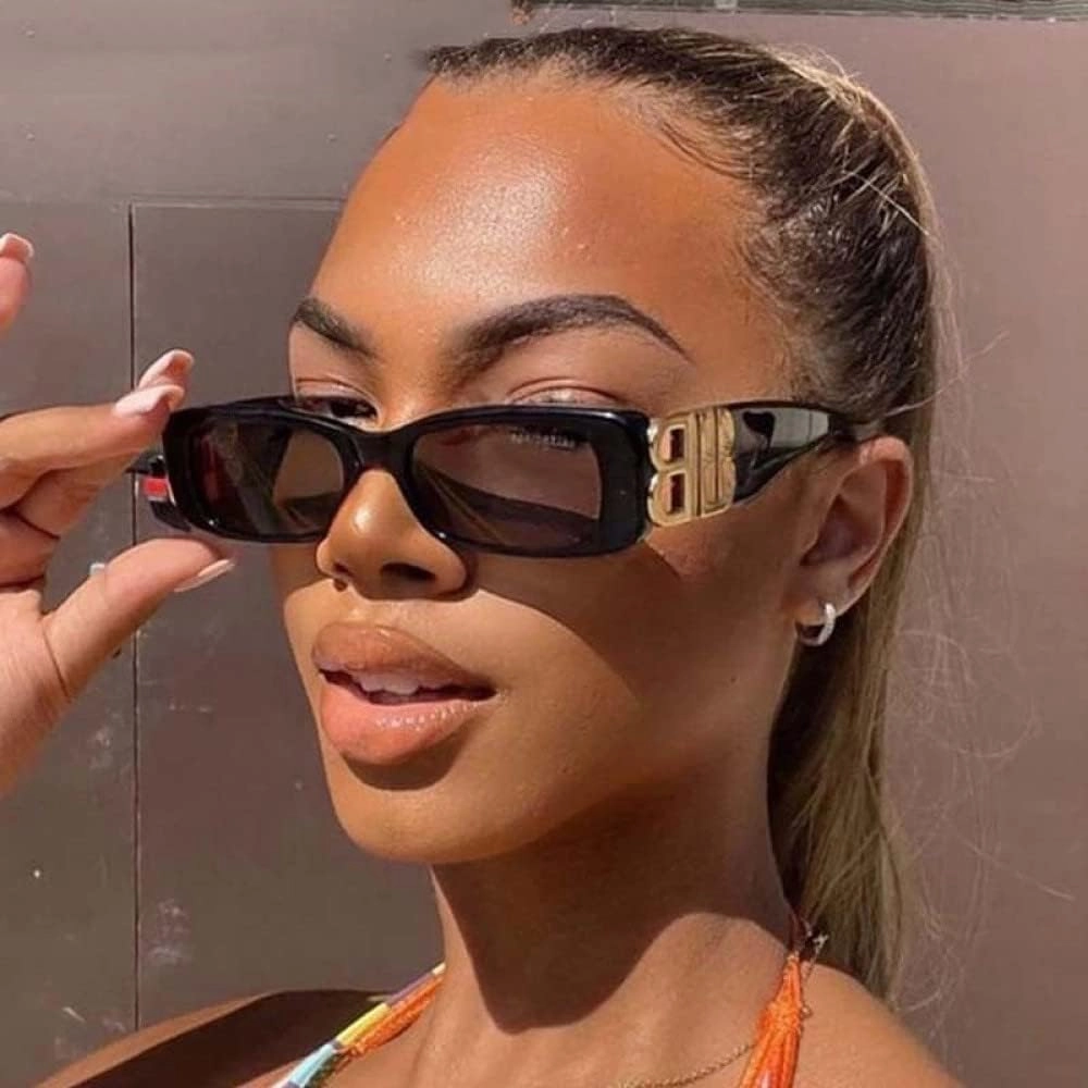 Letter B Sunglasses Women Retro Narrow Rectangle Ladies Sun glasses