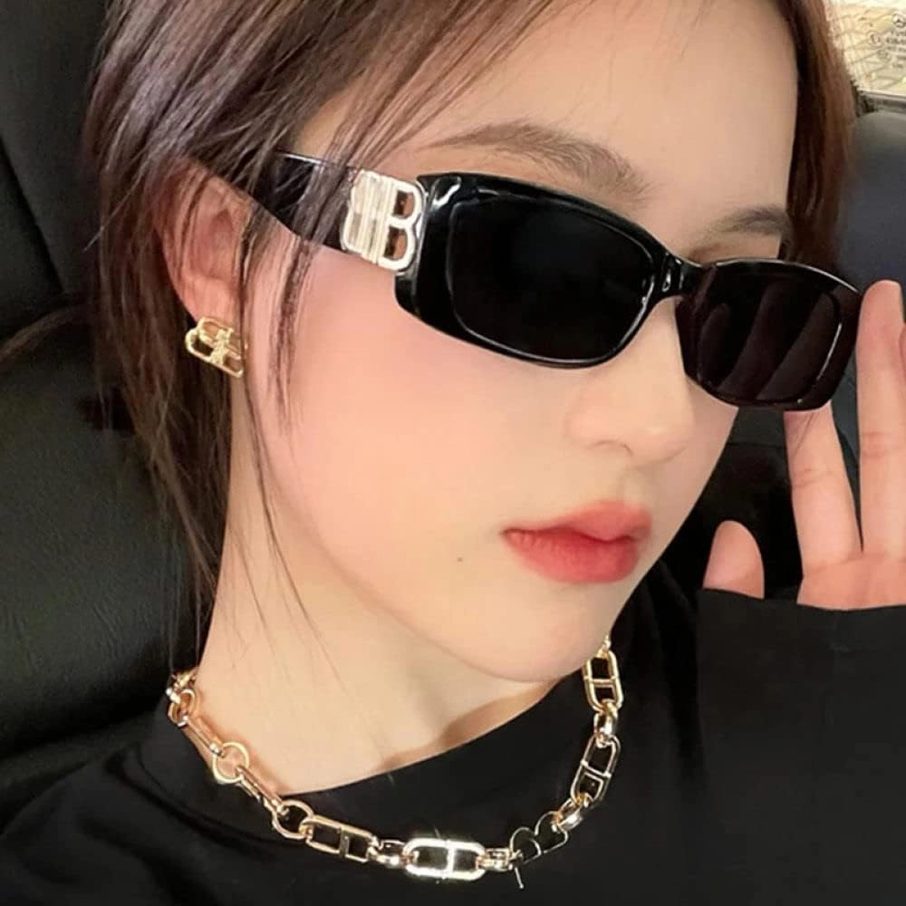 Letter B Sunglasses Women Retro Narrow Rectangle Ladies Sun glasses