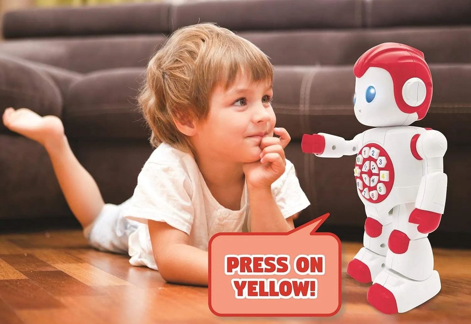 Lexibook Powerman Baby Smart Interactive Toy Learning Robot Toy for Kids Dancing Plays Music Quiz Numbers Shapes Colors Boy Girl Robot Junior Red/White - ROB15EN_09, White Red, 8.66 Inch