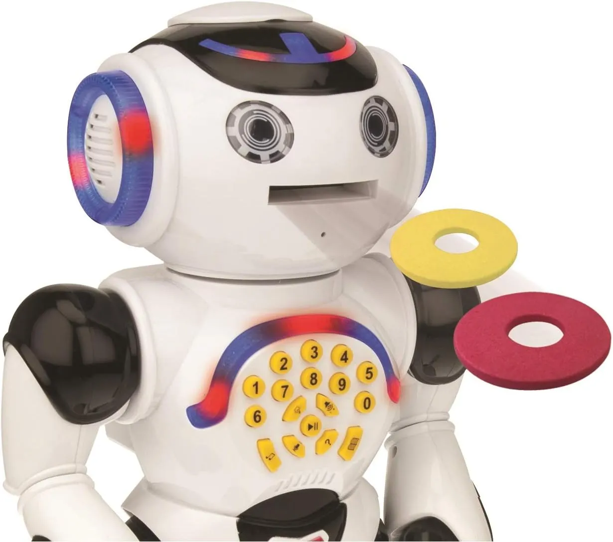 Lexibook Powerman - Remote Control Walking Talking Toy Robot, Dances, Sings, Reads Stories, Math Quiz, Shooting Discs, and Voice Mimicking, for kids 4  - ROB50EN