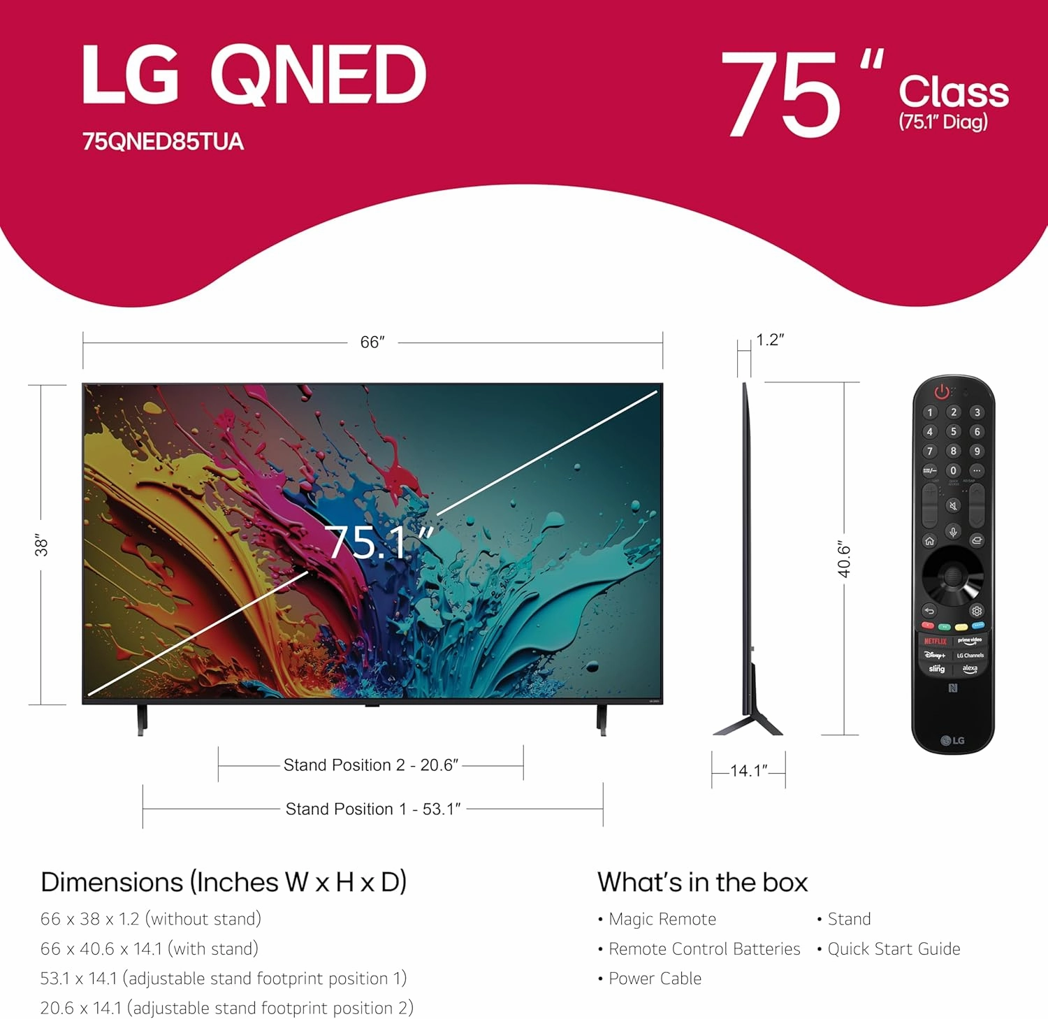 LG 75-Inch Class QNED85T Series LED Smart TV 4K Processor Flat Screen with Magic Remote AI-Powered with Alexa Built-in (75QNED85TUA, 2024)