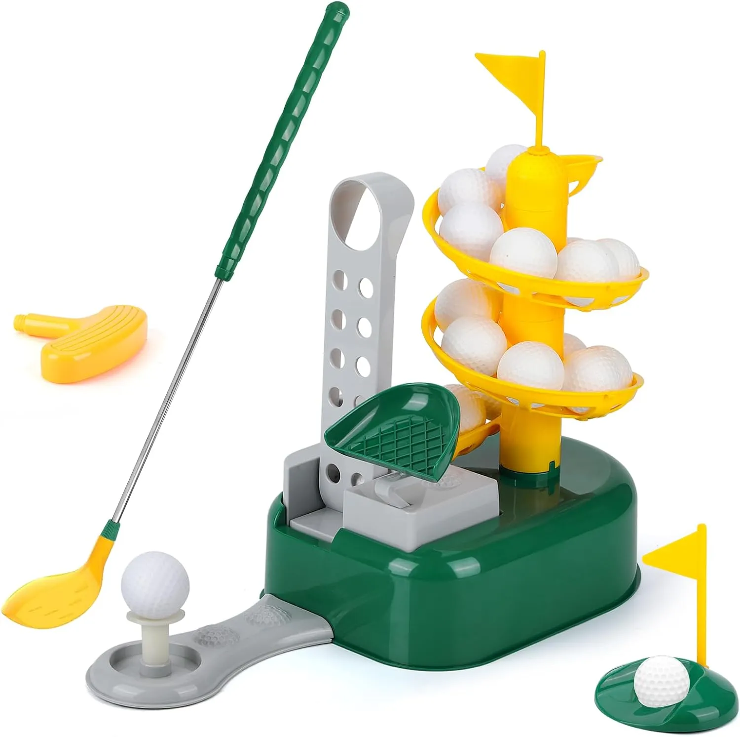 Liberry Kids Golf Club Set for 3 4 5 6 7 Years Old Boys Girls, Toddler Golf Set with Golf Dispenser, Retractable Clubs & 2 Heads, Indoor Outdoor Sport Toys Birthday Gifts