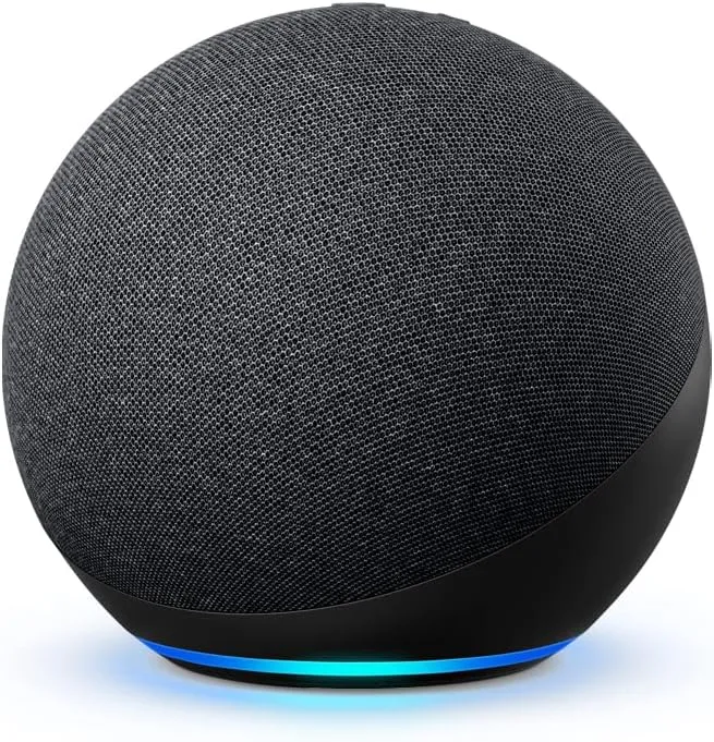 Like-New Amazon Echo (newest model), Alexa speaker with premium sound, Ideal for large bedrooms, living rooms and kitchens, Charcoal