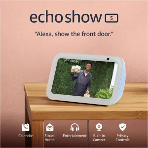 Like-New Amazon Echo Show 5 (newest model), Smart display with 2x the bass and clearer sound, Cloud Blue