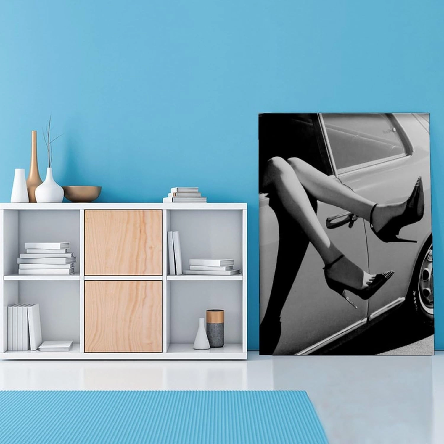 LiNjYyFVx High Heels Poster Woman Wearing High Heels in The Car Fashion Art Poster Canvas Painting Posters And Prints Wall Art Pictures for Living Room Bedroom Decor 24x32inch(60x80cm) Unframe-style