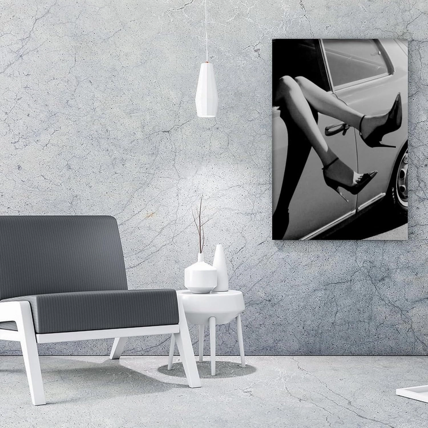 LiNjYyFVx High Heels Poster Woman Wearing High Heels in The Car Fashion Art Poster Canvas Painting Posters And Prints Wall Art Pictures for Living Room Bedroom Decor 24x32inch(60x80cm) Unframe-style