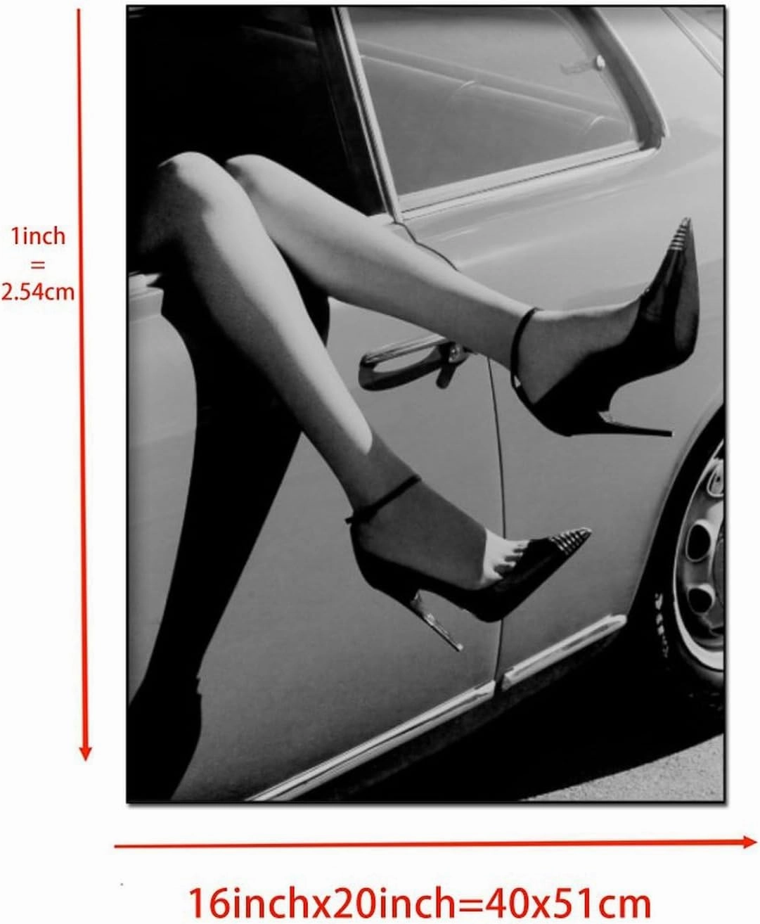 LiNjYyFVx High Heels Poster Woman Wearing High Heels in The Car Fashion Art Poster Canvas Painting Posters And Prints Wall Art Pictures for Living Room Bedroom Decor 24x32inch(60x80cm) Unframe-style