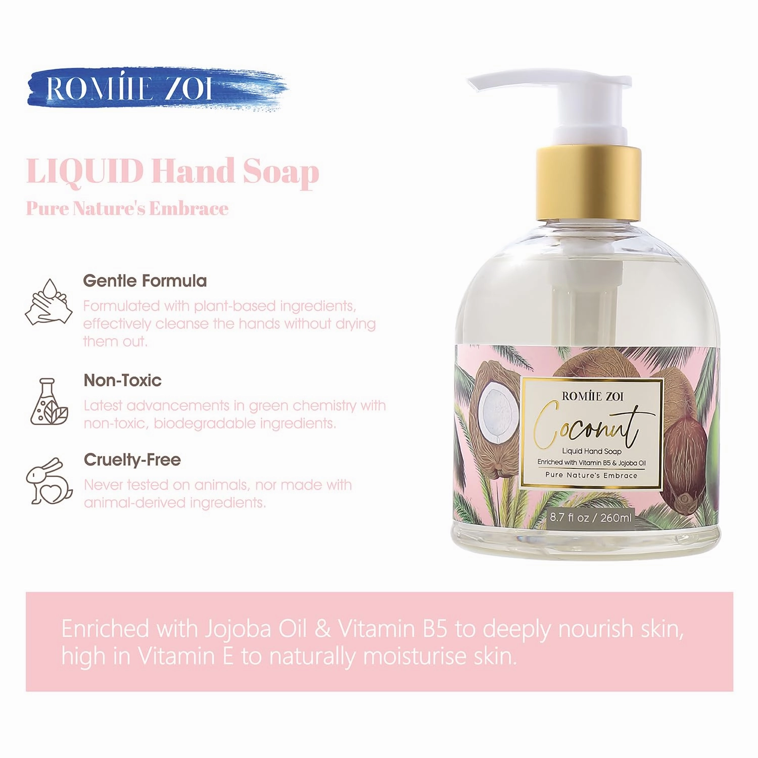 Liquid Hand Soap with Gift Box - Coconut - 260ml/ 8.7 fl.oz(Pack of 3)