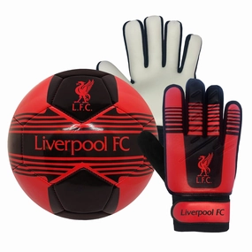 Liverpool FC Size 4 Football & Goalkeeper Gloves Set