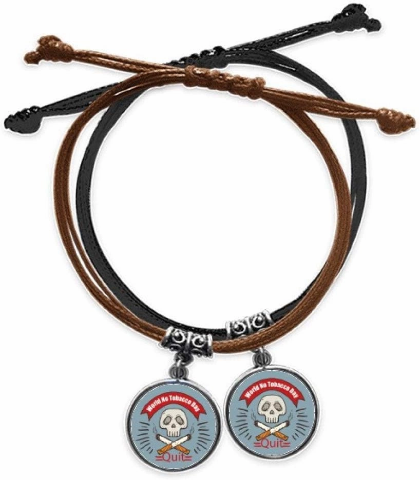 Logo l No Tobacco Day Bracelet Double Leather Rope Wristband Couple Set Gift