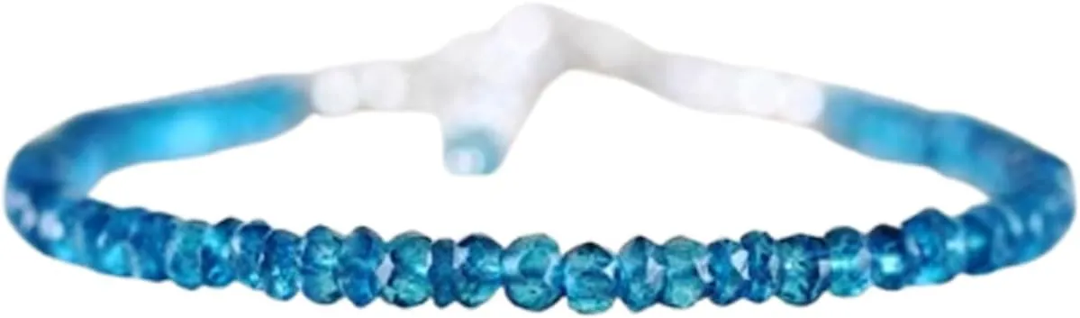 London Blue Topaz 3-3.5mm Rondelle Shape Faceted Cut Beads 7 inch Adjustable Silver Plated Clasp Bracelet for men, women, unisex. Link Chain Stacking Bracelet.|LW_LCBR_04528