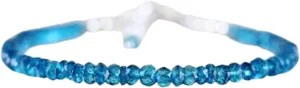 London Blue Topaz 3-3.5mm Rondelle Shape Faceted Cut Beads 7 inch Adjustable Silver Plated Clasp Bracelet for men, women, unisex. Link Chain Stacking Bracelet.|LW_LCBR_04528