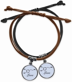 Love Couple Chemical Structure Molecule Bracelet Double Leather Rope Wristband Couple Set Gift