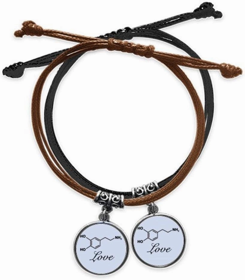 Love Couple Chemical Structure Molecule Bracelet Double Leather Rope Wristband Couple Set Gift