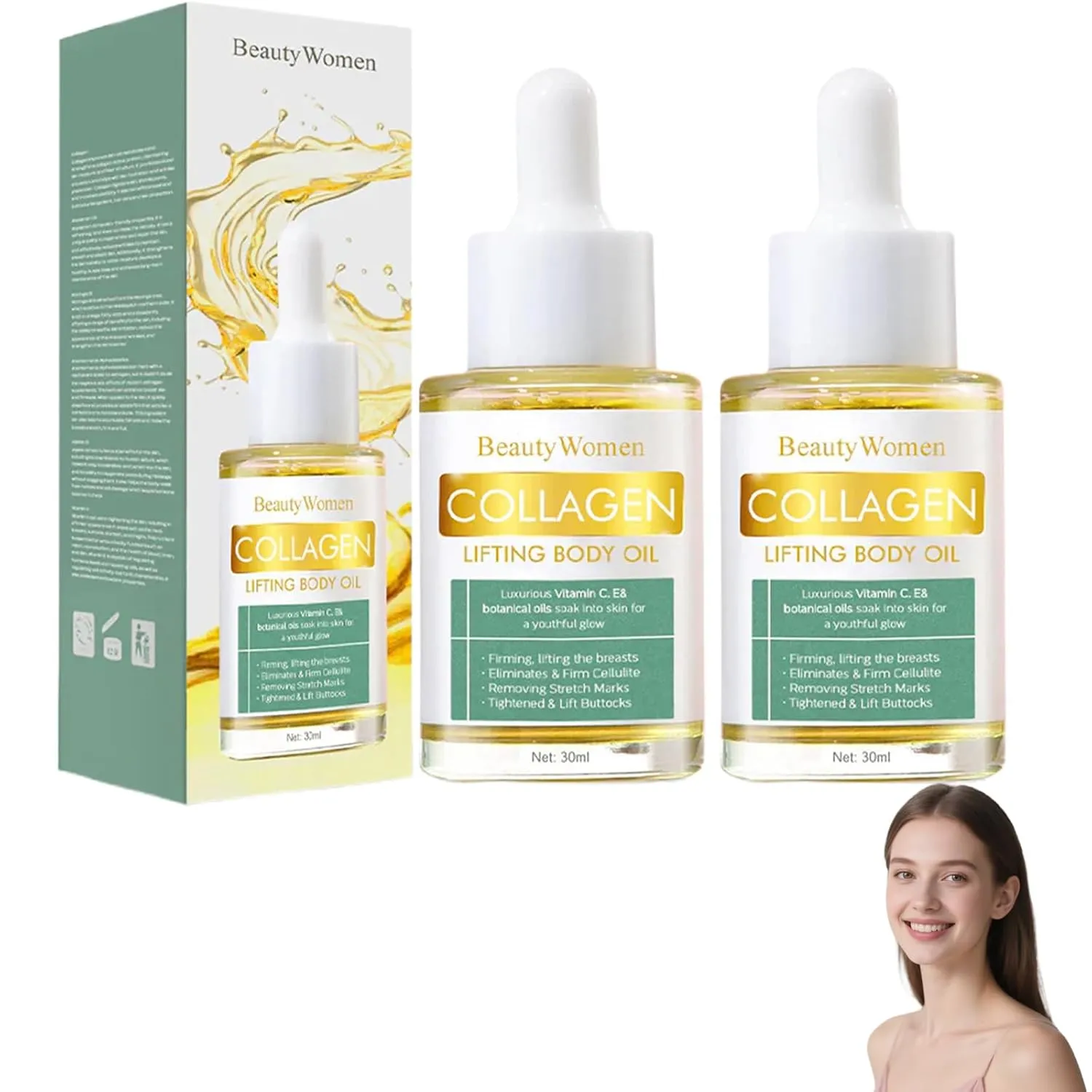 LOVILDS Collagen Plus Matrixyl Synthe'6 Lifting Body Oil, Advanced Firming & Wrinkle-Reducing cream, Natural LOVILDS Collagen Body Firming Oil Suitable for All Skin Types (2 Bottle)