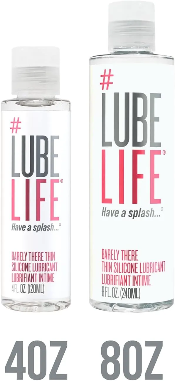 Lube Life Barely There Thin Silicone-Based, Long Lasting, Water Resistant, Personal Lubricant for Men, Women and Couples, 8 Oz