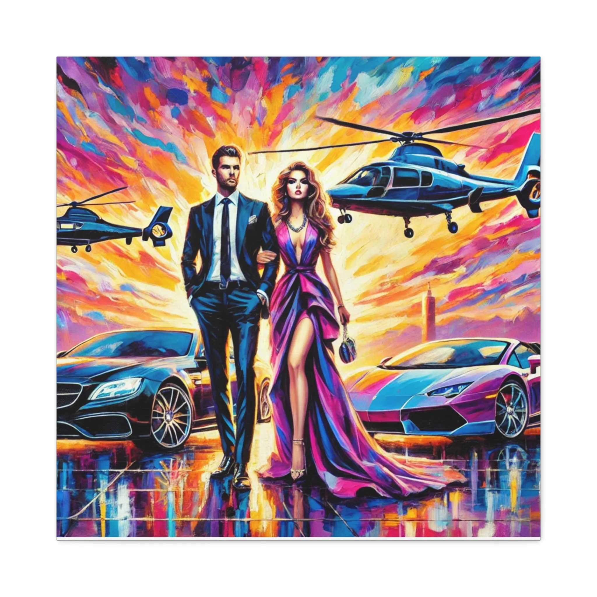 Luxury Dreamscape Canvas Art - Stretched Wall Decor with Glamorous Couple, Gifts for friends, Gifts for love ones, Home decoration, Office decoration