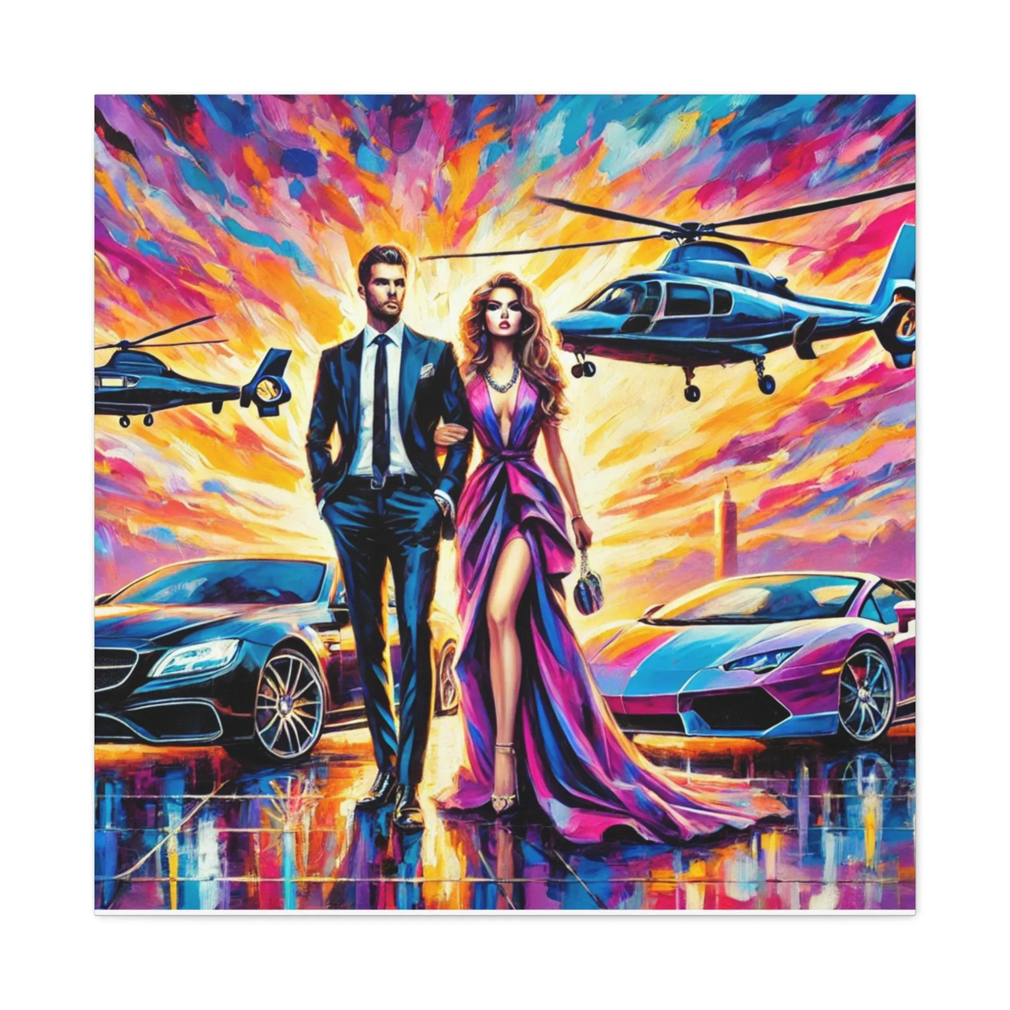 Luxury Dreamscape Canvas Art - Stretched Wall Decor with Glamorous Couple, Gifts for friends, Gifts for love ones, Home decoration, Office decoration