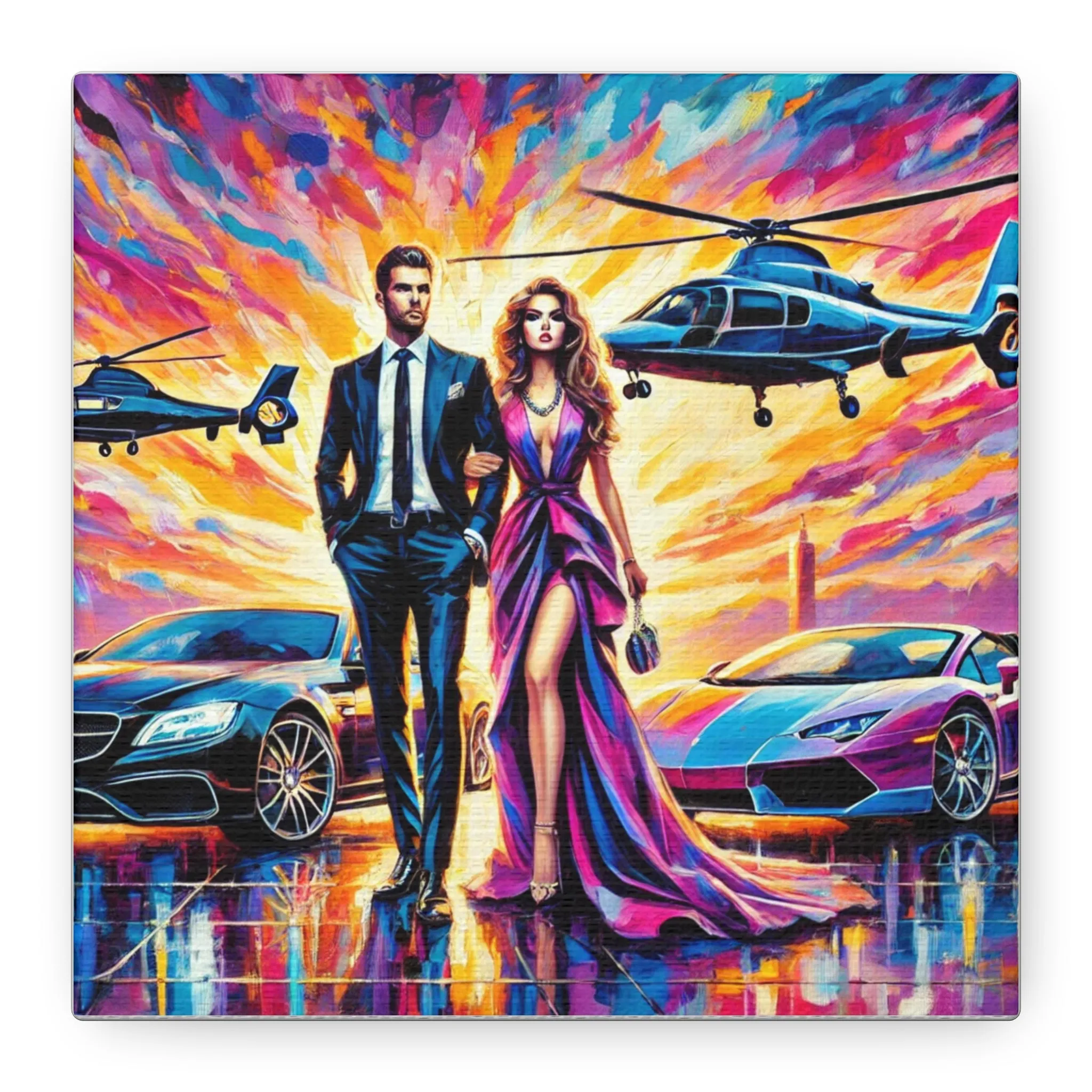 Luxury Dreamscape Canvas Art - Stretched Wall Decor with Glamorous Couple, Gifts for friends, Gifts for love ones, Home decoration, Office decoration