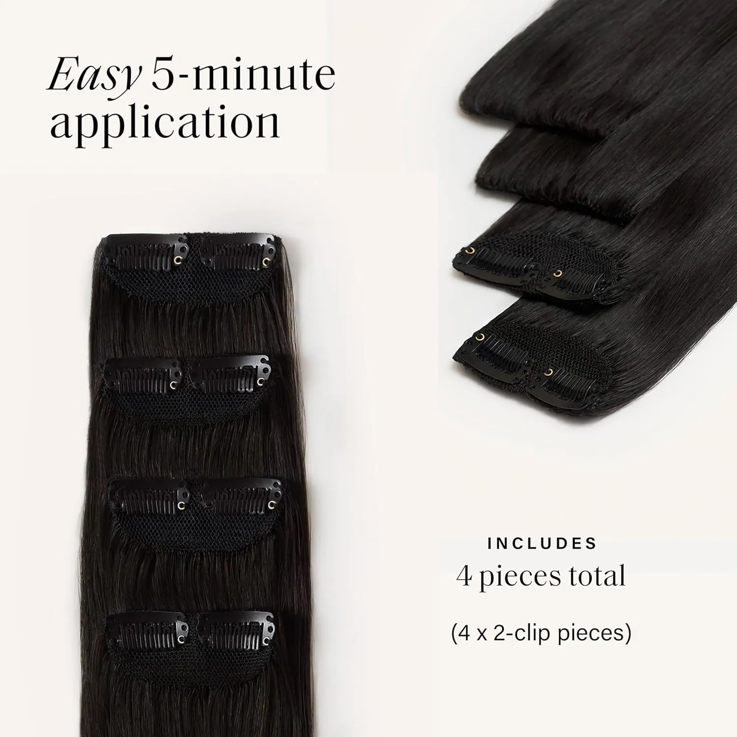 Luxy 100% Remy Human Hair – Scalp Hair Fill-Ins - Clip-Ins for Scalp & Part Line Coverage - Natural Coverage for Thinning Areas, Lightweight Mesh Bands 40 grams 16" Off Black Scalp