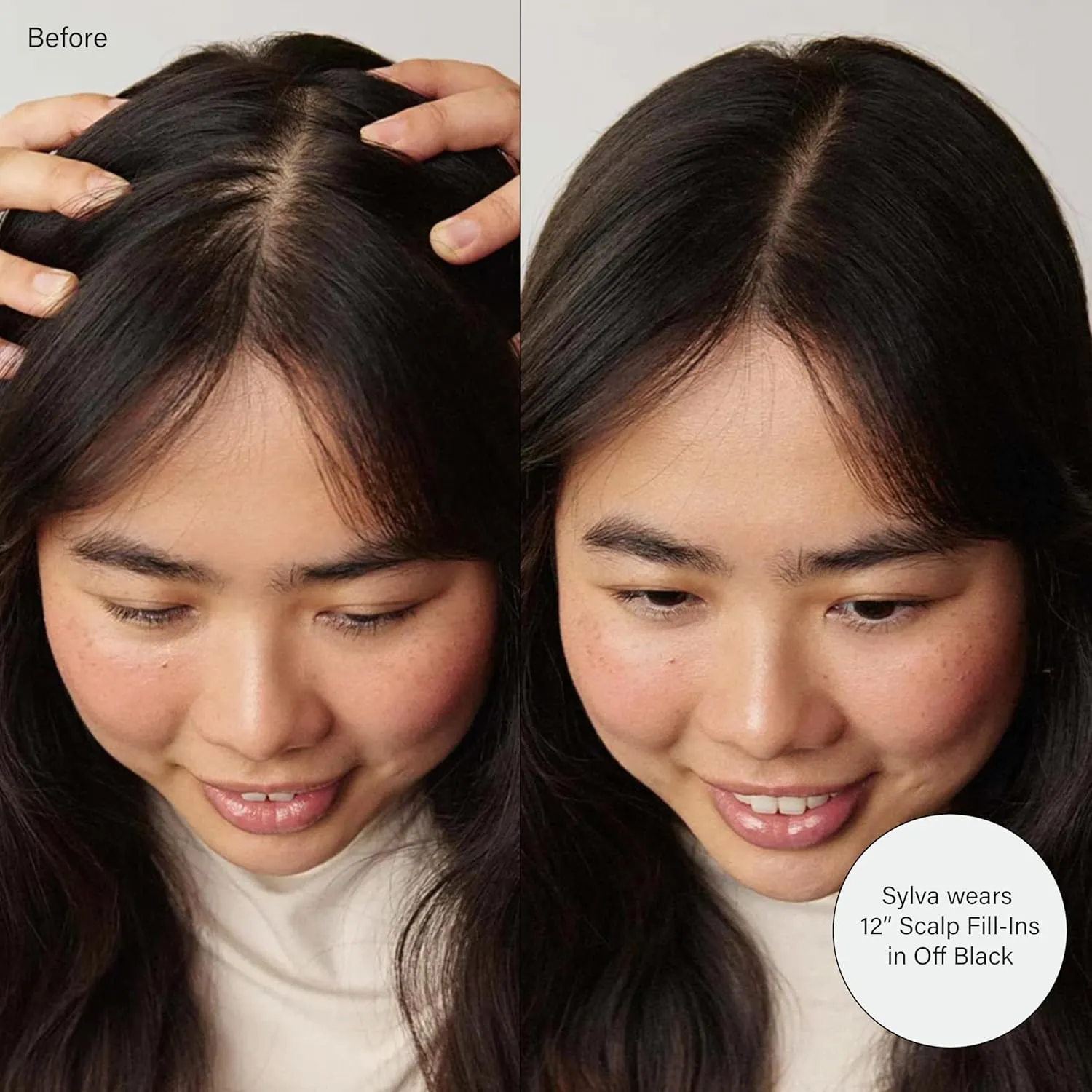 Luxy 100% Remy Human Hair – Scalp Hair Fill-Ins - Clip-Ins for Scalp & Part Line Coverage - Natural Coverage for Thinning Areas, Lightweight Mesh Bands 40 grams 16" Off Black Scalp