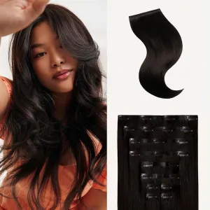 Luxy 100% Remy Human Hair - Seamless Clip-In Hair Extensions - Multi-Dimensional Color for Natural Blending, Adds Volume & Length 160 grams 16" Mocha Brown Seamless