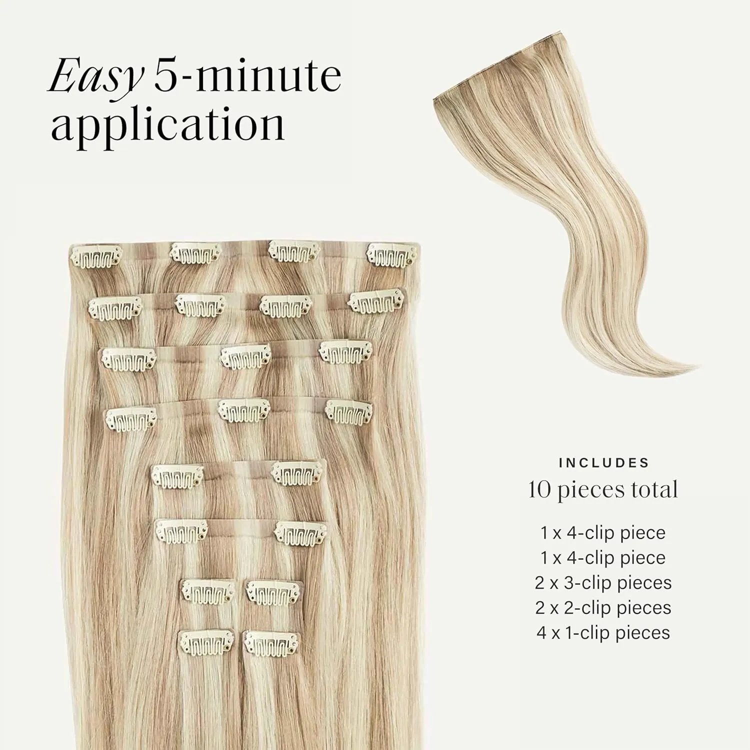 Luxy Hair 24" Beige Blonde Balayage Classic Clip-In Hair Extensions (240 grams) 100% Remy Human Hair, Natural,Volume, 10-Piece Set, Blends Easily