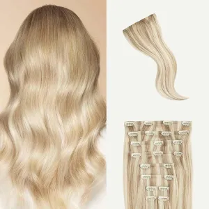 Luxy Hair 24" Beige Blonde Balayage Classic Clip-In Hair Extensions (240 grams) 100% Remy Human Hair, Natural,Volume, 10-Piece Set, Blends Easily