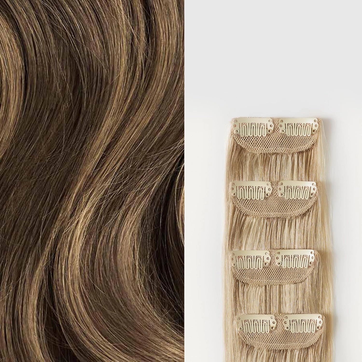 Luxy 100% Remy Human Hair – Scalp Hair Fill-Ins - Clip-Ins for Scalp & Part Line Coverage - Natural Coverage for Thinning Areas, Lightweight Mesh Bands 30 grams 12" Ash Brown Balayage