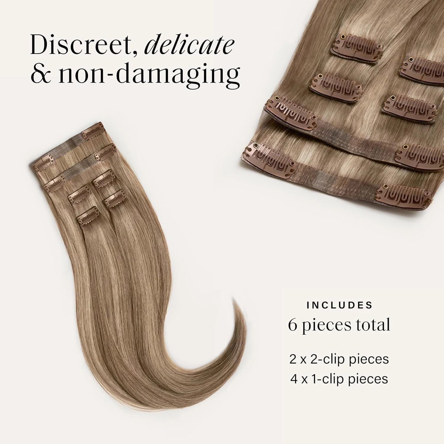 Luxy 100% Remy Human Hair Extensions for Thin Hair Thinning Hair Fill-Ins – 6 Seamless Wefts Multi-Dimensional Color Blend - Natural-Looking Volume & Coverage 80 grams 16" Dimensional Natural Blonde