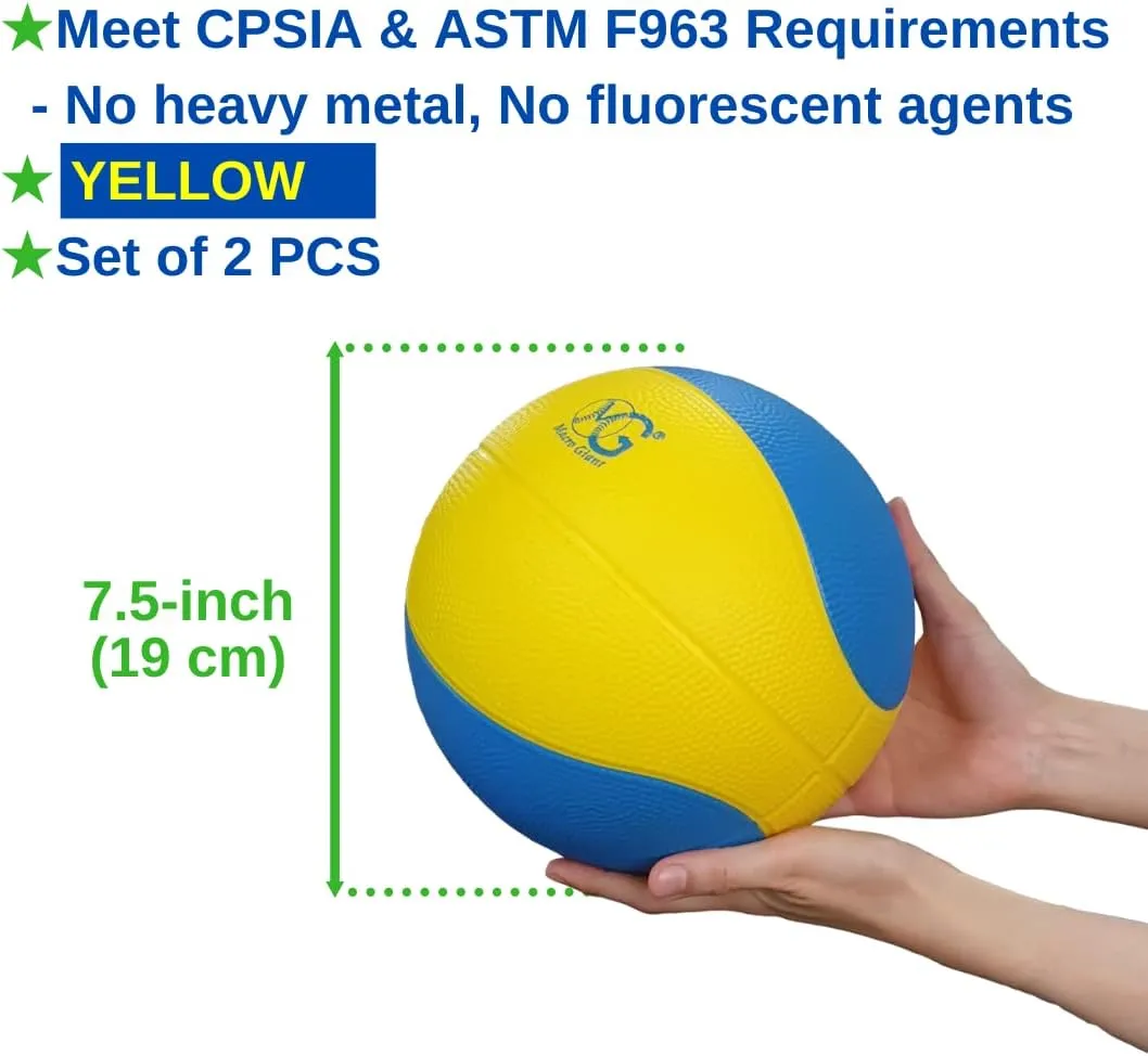 Macro Giant 7.5 Inch (Diameter) Safe Soft Foam Basketball, Set of 2, Assorted Colors, Training Practice, Beginner, Playground Toy, Kid Toy Ball