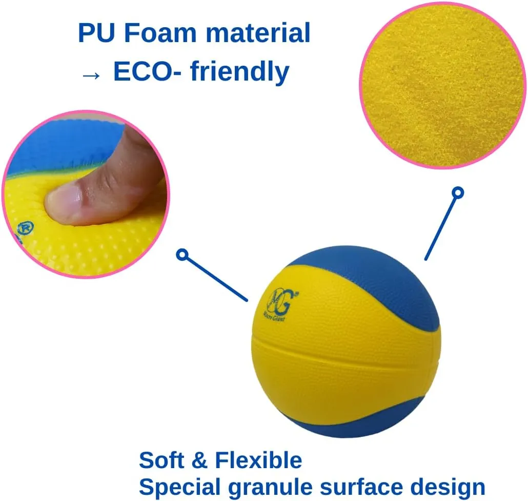 Macro Giant 7.5 Inch (Diameter) Safe Soft Foam Basketball, Set of 2, Assorted Colors, Training Practice, Beginner, Playground Toy, Kid Toy Ball