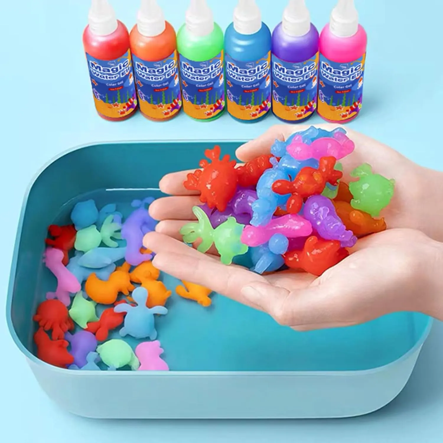 Magic Water Elf Toy Kit for Kids - Aqua Fairy Water Gel Kit - 12 Colors*100ml Squishy Maker Set - 12 Shape Molds - Arts & Crafts Water Elf Creation kit - Children's DIY Marine Life (12 Colors)