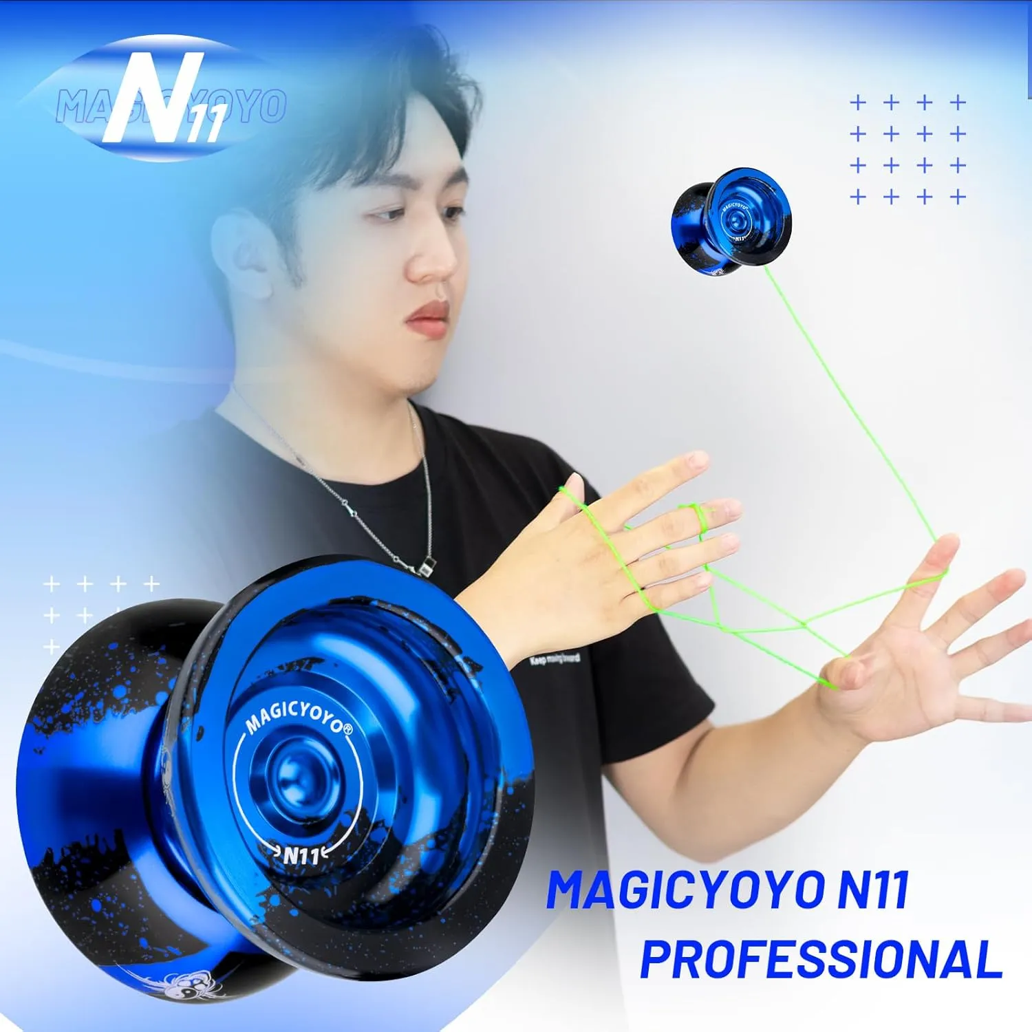 MAGICYOYO Professional Unresponsive Yoyo for Kids and Adults, Trick Yoyo N11 Plus with Dual Purpose Mode, Metal Yo Yo Responsive Mode for Kids Beginner   12 Yo yo Strings   Bearing Kit