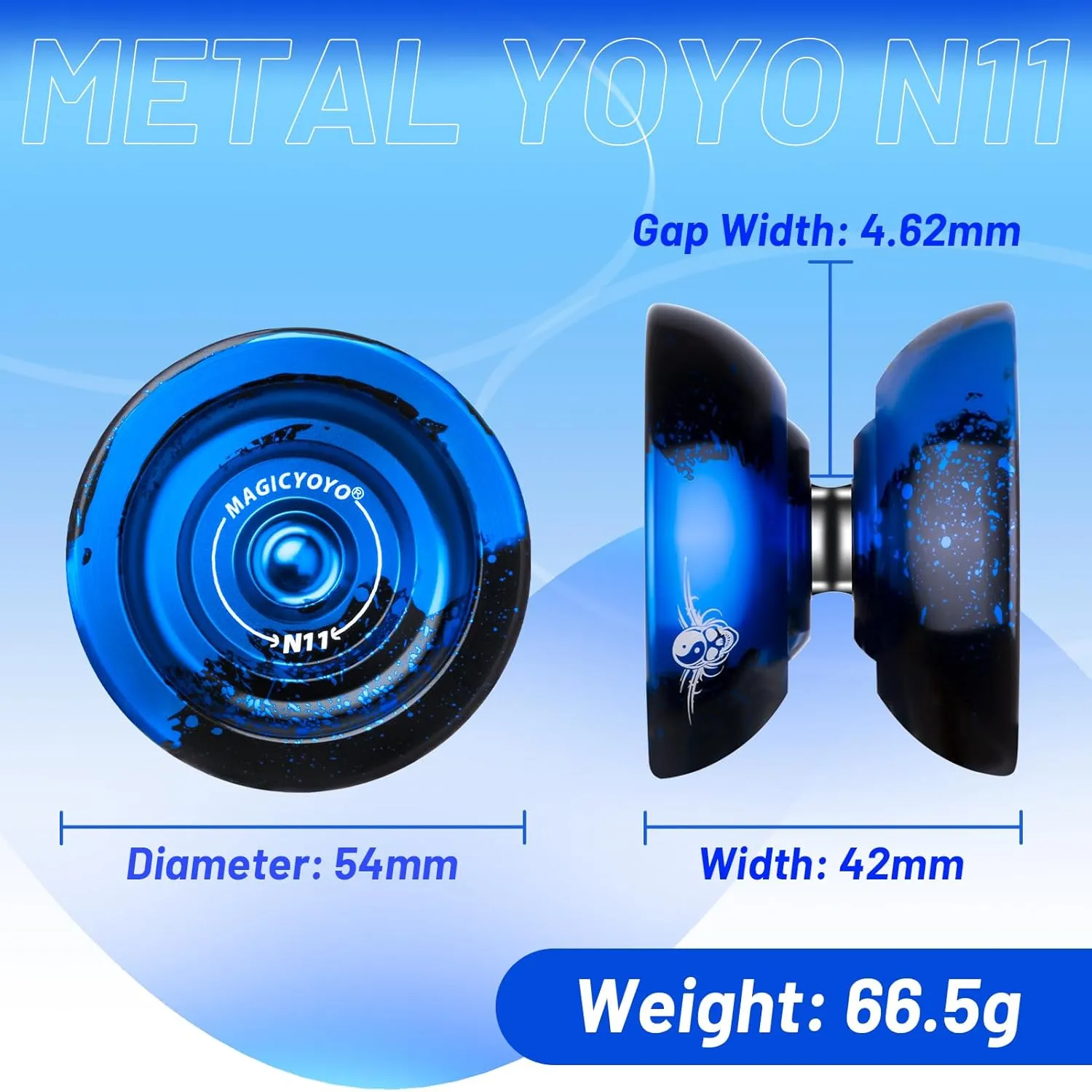 MAGICYOYO Professional Unresponsive Yoyo for Kids and Adults, Trick Yoyo N11 Plus with Dual Purpose Mode, Metal Yo Yo Responsive Mode for Kids Beginner   12 Yo yo Strings   Bearing Kit