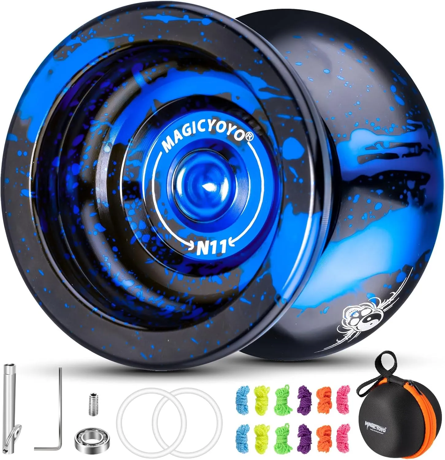 MAGICYOYO Professional Unresponsive Yoyo for Kids and Adults, Trick Yoyo N11 Plus with Dual Purpose Mode, Metal Yo Yo Responsive Mode for Kids Beginner   12 Yo yo Strings   Bearing Kit