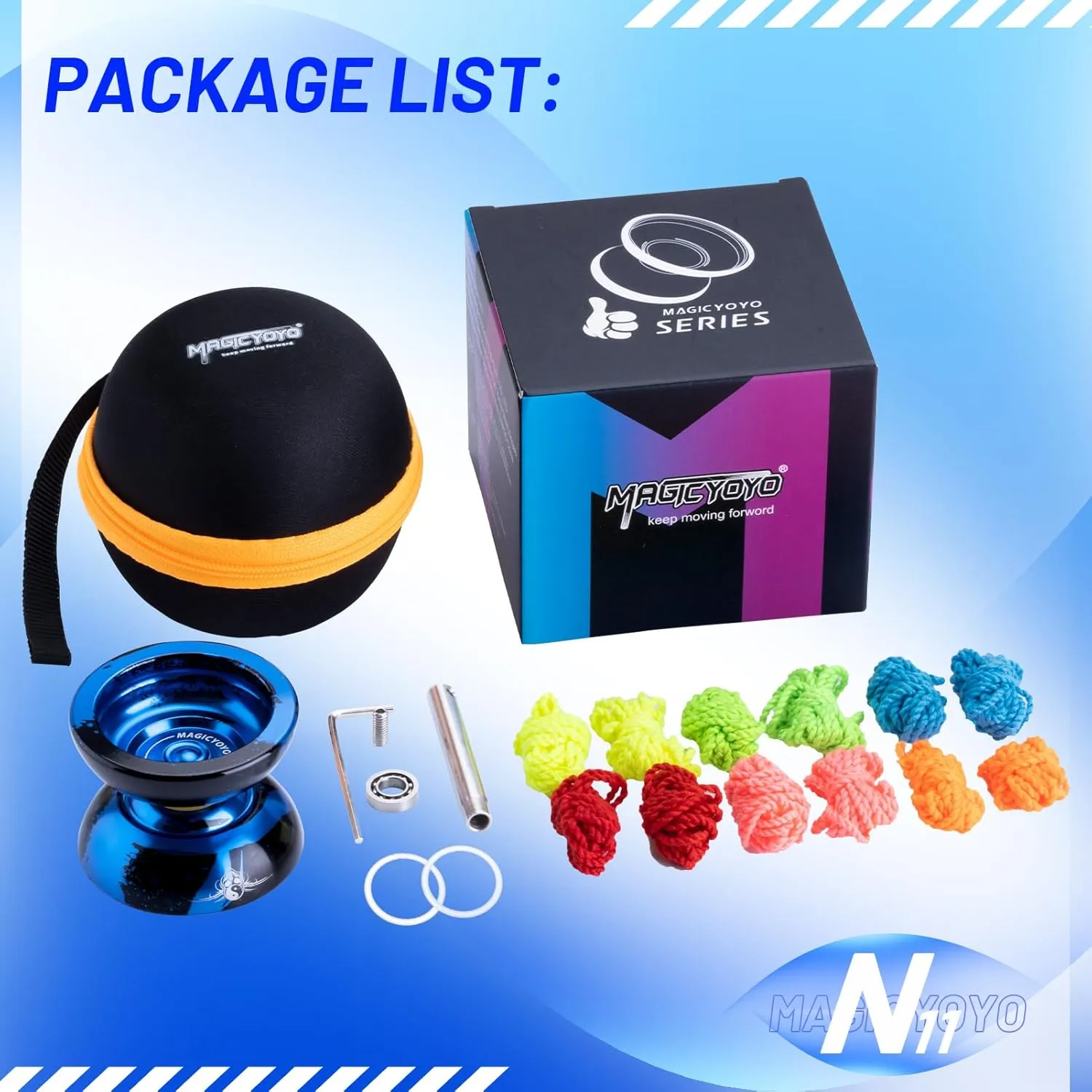 MAGICYOYO Professional Unresponsive Yoyo for Kids and Adults, Trick Yoyo N11 Plus with Dual Purpose Mode, Metal Yo Yo Responsive Mode for Kids Beginner   12 Yo yo Strings   Bearing Kit