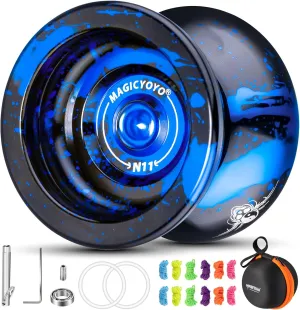 MAGICYOYO Professional Unresponsive Yoyo for Kids and Adults, Trick Yoyo N11 Plus with Dual Purpose Mode, Metal Yo Yo Responsive Mode for Kids Beginner   12 Yo yo Strings   Bearing Kit