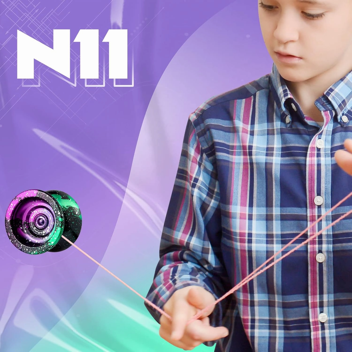 MAGICYOYO N11 Unresponsive Yoyo, Professional Yo-yo for Advanced Players, Metal Trick Yo-yo for Kids/Adults, Alloy Professional Yo Yo with 4 Colors Yoyo Ball, 6 Yoyo Strings, Glove, Bag