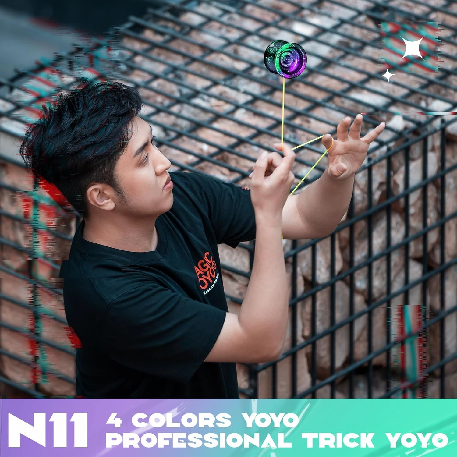 MAGICYOYO N11 Unresponsive Yoyo, Professional Yo-yo for Advanced Players, Metal Trick Yo-yo for Kids/Adults, Alloy Professional Yo Yo with 4 Colors Yoyo Ball, 6 Yoyo Strings, Glove, Bag