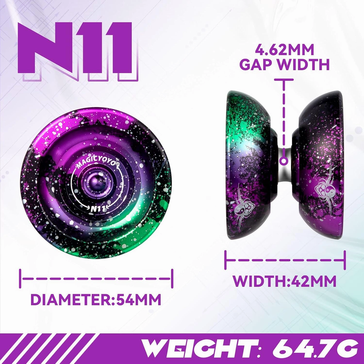 MAGICYOYO N11 Unresponsive Yoyo, Professional Yo-yo for Advanced Players, Metal Trick Yo-yo for Kids/Adults, Alloy Professional Yo Yo with 4 Colors Yoyo Ball, 6 Yoyo Strings, Glove, Bag