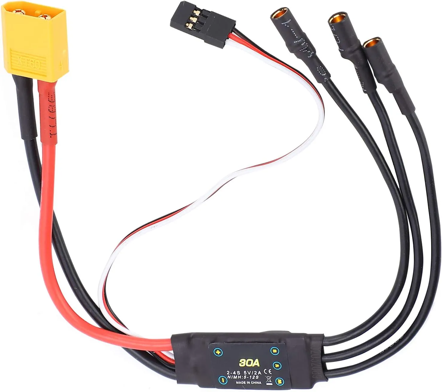 Majatou 30A Brushless ESC 2 4S Speed Controller 5V 3A BEC with XT60 Plug for RC Drone Airplanes Multiaxis Aircraft Helicopter, FPV Racing